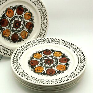 Vintage Broadhurst “October” Dinner Plates by Kathie Winkle – Set of 6 (England,